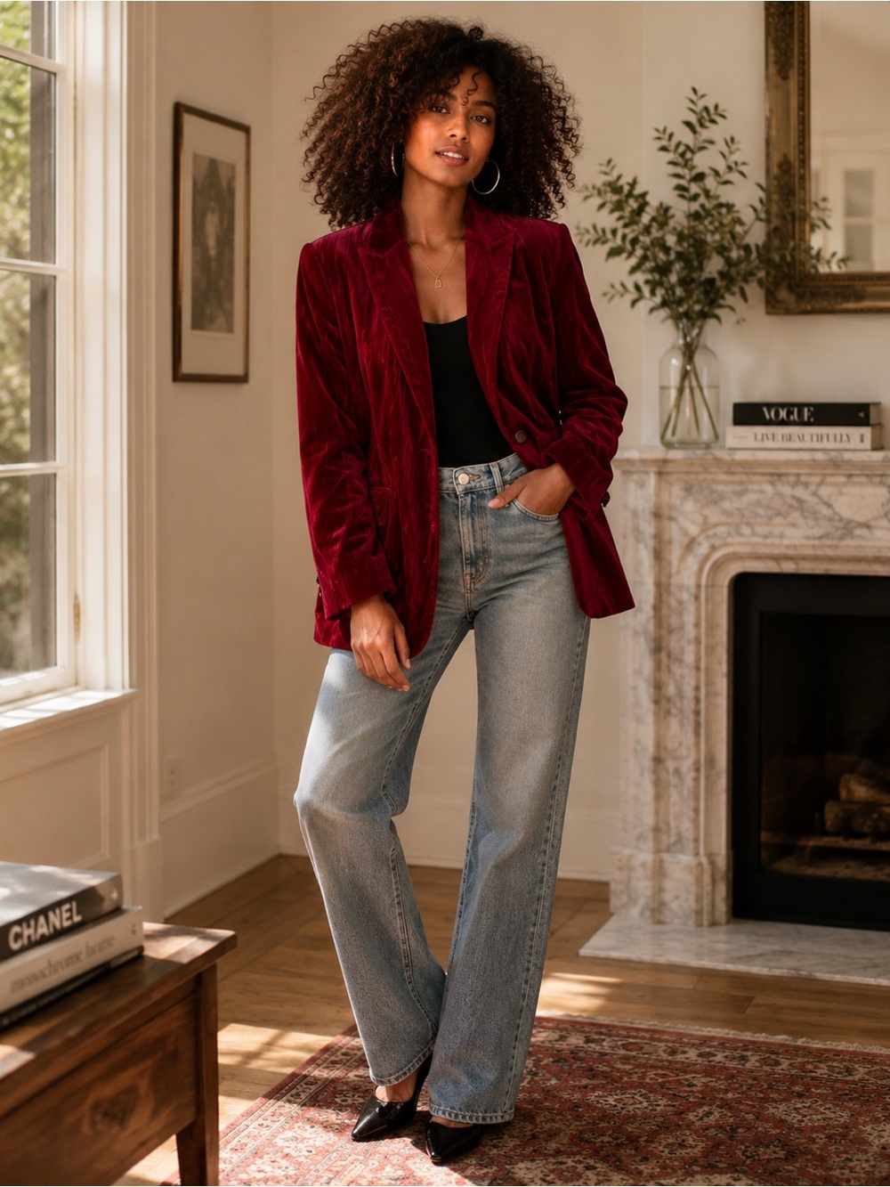 Vintage Joan & David Cranberry Velvet Blazer 8 Italy Velour Jacket